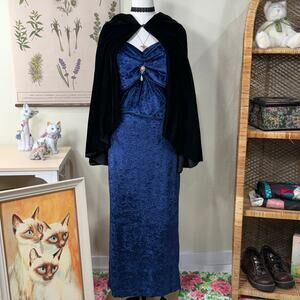 Vintage Jessica McClintock Gunne Sax Velvet Maxi Dress Whimsigoth Formal Party M